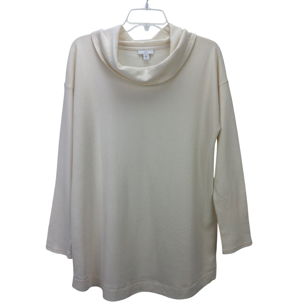 J. Jill Cream Textured Long Sleeve Cowl Neck Tunic Top Medium